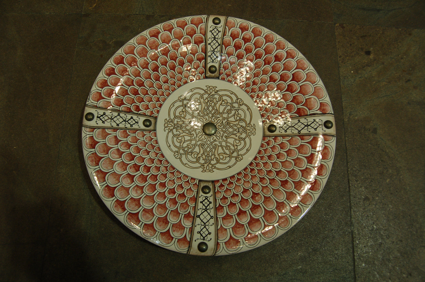 PLate Ø 41 cm. - with semiprecious stone (pyrite) - pattern 042