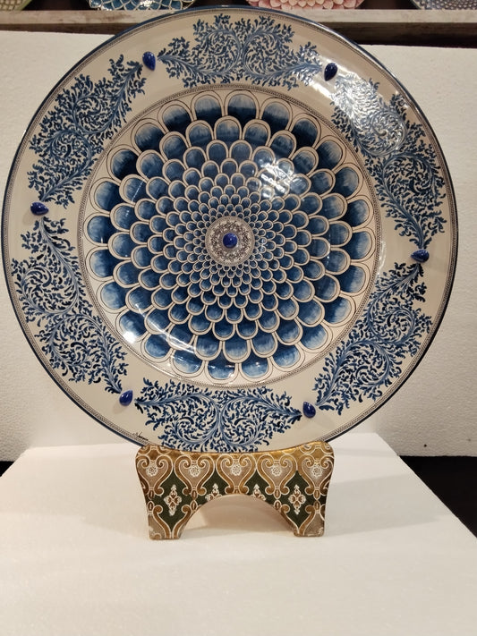 104 - Plate with semiprecious stones (lapis lazuli) Ø 46 cm. - pattern 104